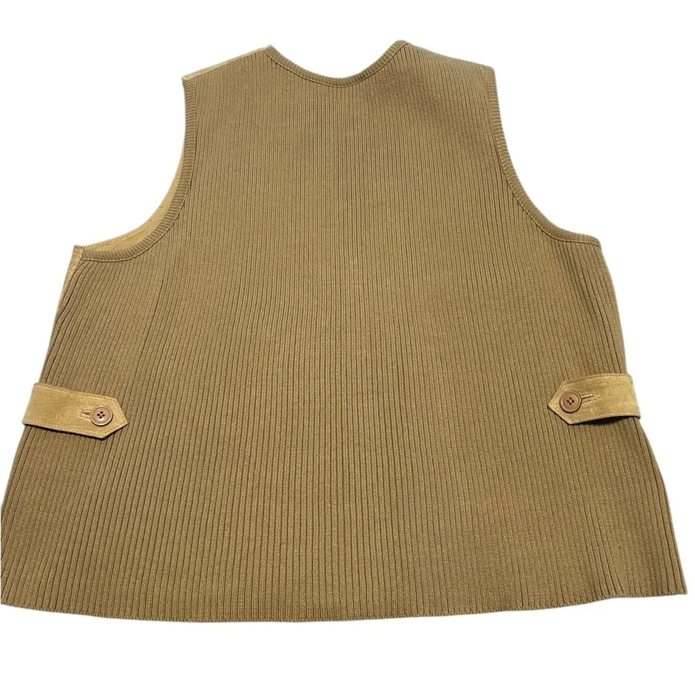 Ivy Brand Flower Embroidered Suede Front Knit Back Vest Size XL
